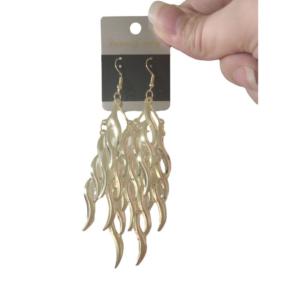 Long Unique Gold Color Dangle Earrings